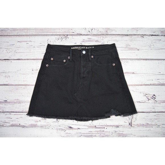American Eagle Outfitters Women's Juniors Jean Skirt Black Size 0 Pre-Owned - Picture 2 of 11